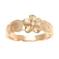 thumbnail image 3 of Sterling silver 925 Hawaiian scroll pink rose gold plated cz plumeria flower ring size 7.5, 3 of 5