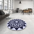 thumbnail image 4 of Ahgly Tapis Rond Lavable en Machine Intérieur Transitionnel Bleu Céleste, 5 Pieds Rond, 4 of 7