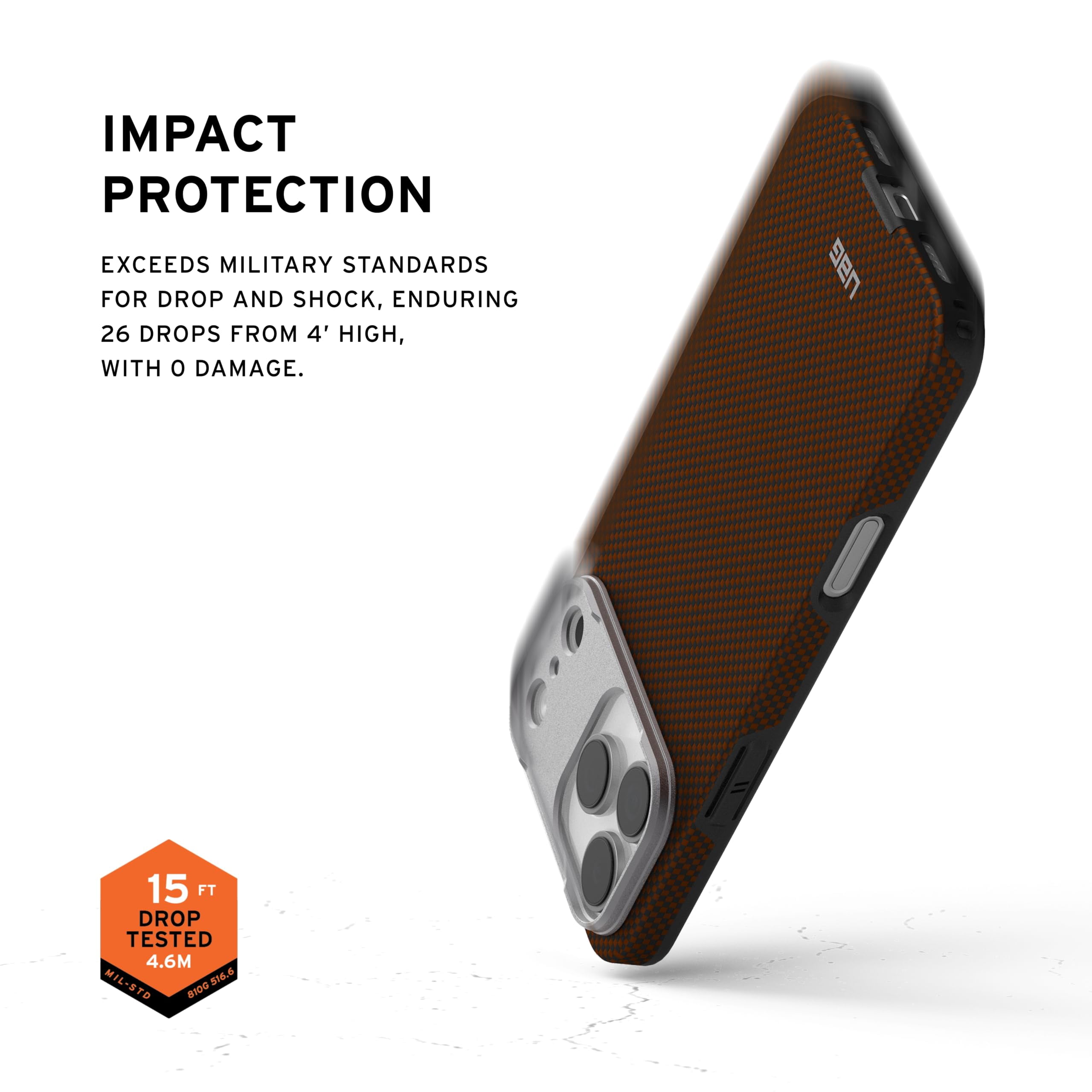 UAG iPhone 17 Pro Max Case Fibr Armr - Compatible with MagSafe Military Grade Protective Cover, Orange/Charcoal