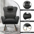 thumbnail image 3 of PAPROOS Modern Teddy Fabric Rocking Chair, Accent Rocker Chair with High Backrest for Nursery, Accent Glider Rocker for Living Room Bedroom Playroom，Gray, 3 of 7
