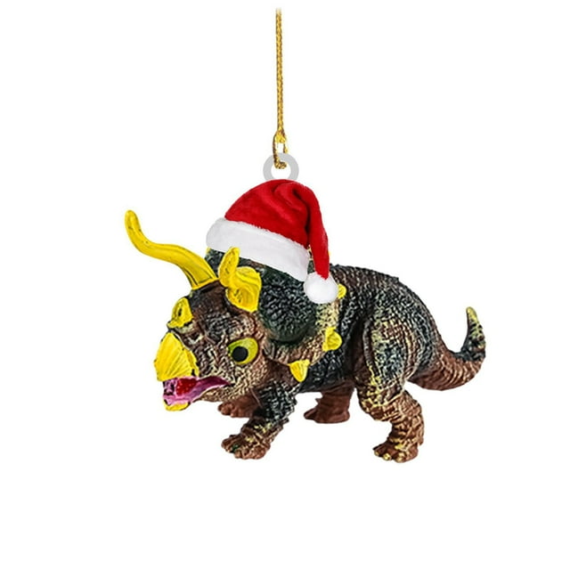 Colgante acrílico para árbol de Navidad - Adornos de dinosaurios y aviones - Adornos navideños en pack de 2