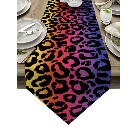 

Leopard Print Linen Table Runner Rustic Wedding Decor Cake Table Runner Placemats Dining Table Decoration Table Runner