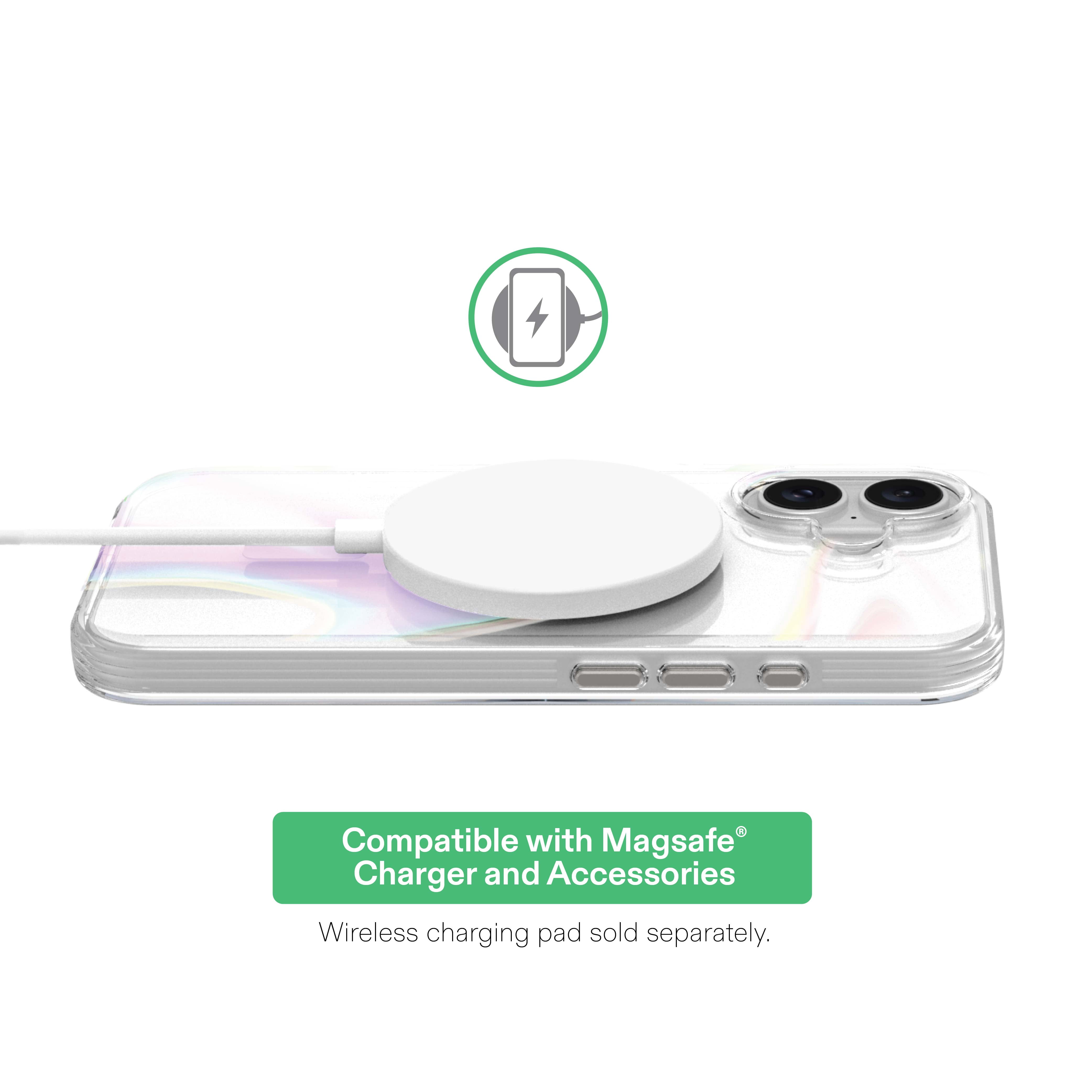 onn Phone Case for iPhone 17, MagSafe Compatible - Clear Iridescent