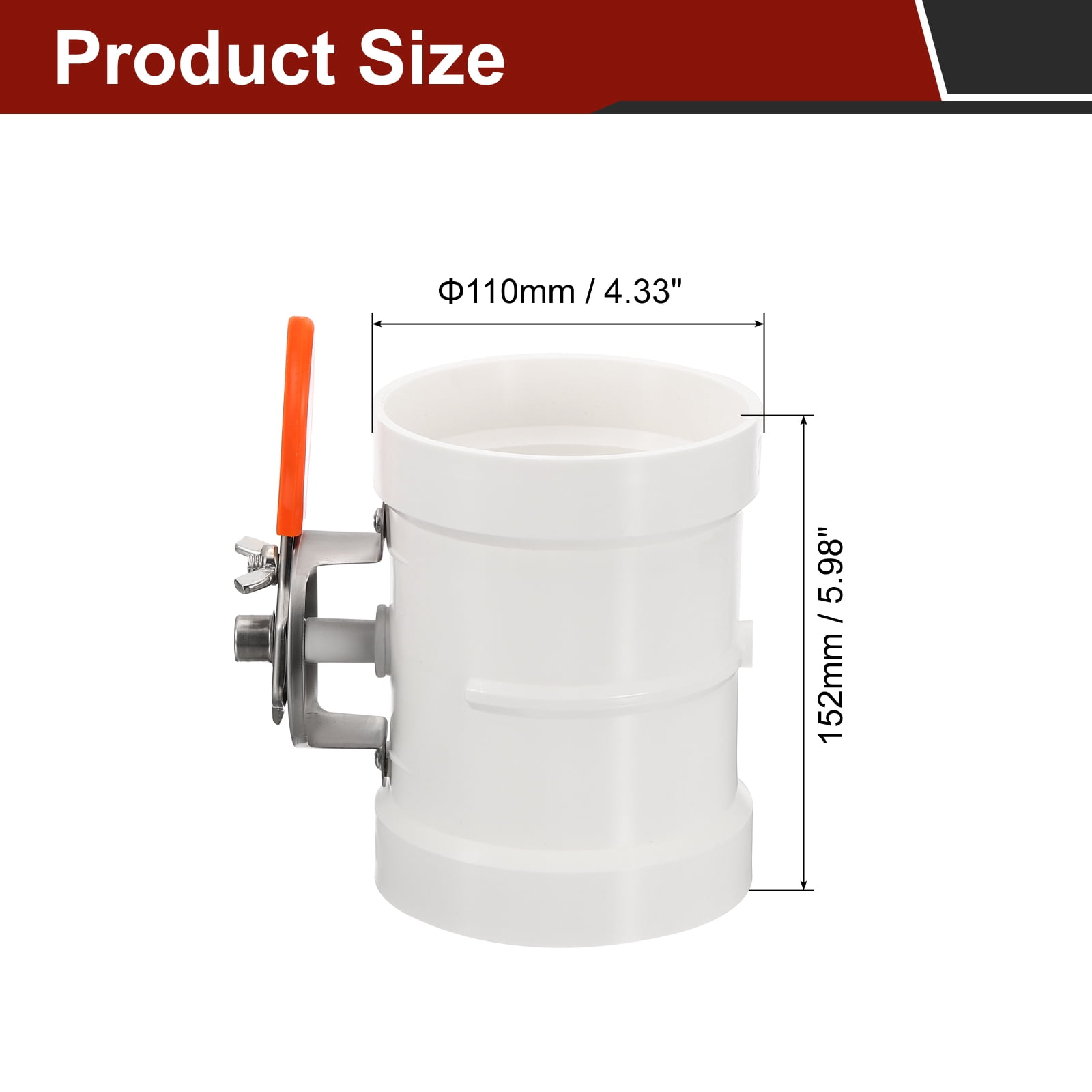 Uxcell 4" HVAC Duct Manual Volume Damper, Adjustment Airflow Backdraft Damper, White