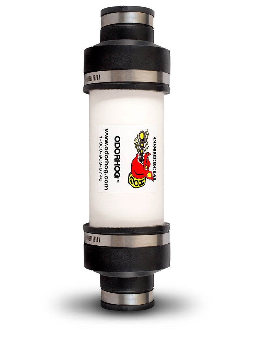 OdorHog Vent Stack Pipe Filter, PVC Inline Model Removes Outdoor