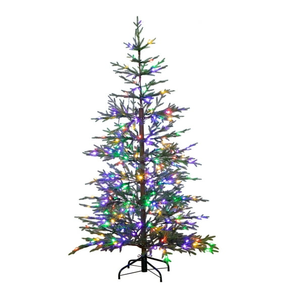 Nearly Natural 6ft. Pre-Lit Artificial Natural Fresh Cut Fir Christmas Tree with Instant Connect Technology and 230 Color Changing LED Dewdrop Lights