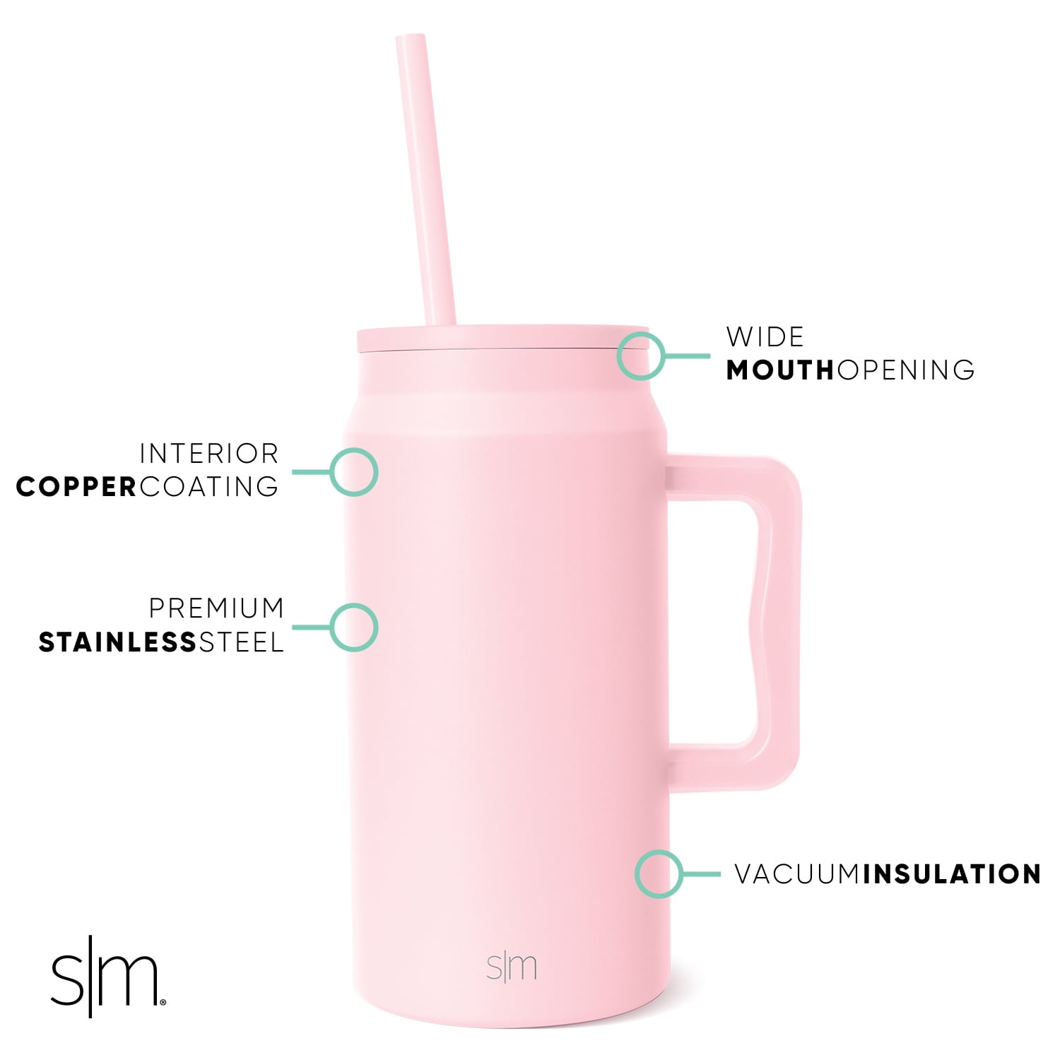 Simple Modern 50 fl oz Insulated Stainless Steel Trek Tumbler with Straw Lid | Blush