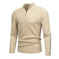 thumbnail image 2 of Miluxas Men's Quarter Zip Pullover Sweater Cable Knit Mock Neck Sweater Classic Casual Sweater Beige S(S), 2 of 4
