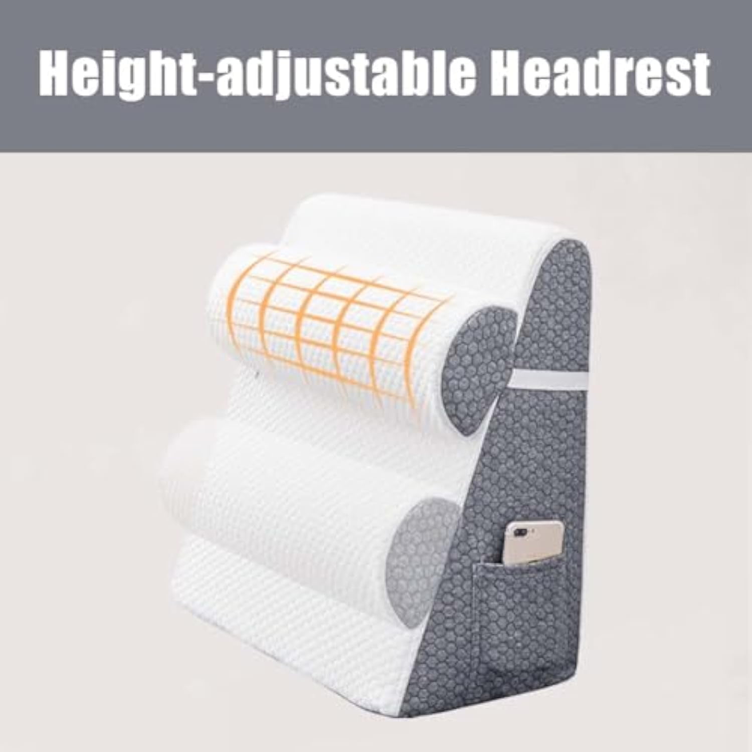 Hiquo Orthopedic Wedge Pillow Set - Max Comfort 30 Degree Memory Foam for Back, Neck Pain Relief, Better Sleep, Acid Reflux & Snoring Solution (Light Gray)