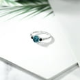 thumbnail image 4 of Gem Stone King 10K White Gold London Blue Topaz Black Diamond and White Diamond Accent 3-Stone Engagement Ring for Women (0.93 Cttw, Round 6MM, Gemstone November Birthstone) (Size 9), 4 of 5