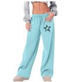 thumbnail image 2 of ClodeEU Women's Star Print Sweatpants,Elastic Waist With Drawstring , Baggy Wide Leg Sweatpants with Pockets Light Blue,Womens Plus S, 2 of 5