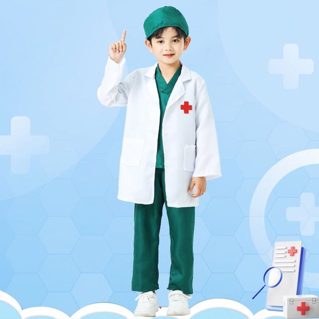 Ropa de médico para niños, ropa de trabajo de enfermera, ropa de juego para niñas de jardín de infantes, bata blanca, ropa de actuación de cosplay