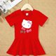thumbnail image 5 of Hello Kitty-vestido de algodón con dibujos animados para niña, falda de princesa de manga corta con cuello redondo y estampado a la moda, color sólido, 5 of 5