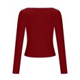 thumbnail image 4 of GigrtiJin U-Neck Tops for Womens Fashion Casual Long-Sleeved Solid Color Shirts Comfy Slim Fall Basic Blouses, 4 of 5