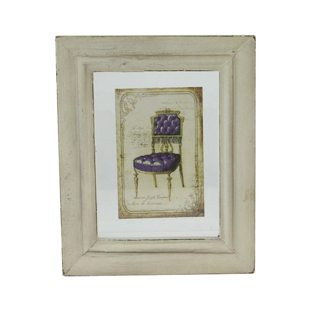 Raz 7,25 "x 6" Style Décoratif Antique Beige et Violet Imprimé Chaise Victorienne Encadrée Art Mural