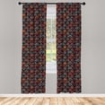 thumbnail image 5 of Ambesonne Moroccan Window Curtains, Scale Mandala Design, Each 28" W x 84" L, Aqua Orange Ruby, 5 of 5