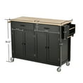 thumbnail image 7 of Kitchen Island Cart with 4 Door Cabinets and 2 Drawers, 54.3 Inch Rolling Storage Cart with Solid Wood Top and Locking Wheels Mobile Trolley Bar Serving Cart with Spice Rack & Towel Rack, Black, 7 of 7