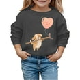 thumbnail image 1 of PMVFHDE Chandails en Molleton à Col Rond Fille Automne et Hiver Saint-Valentin Imprimé Chiot à Capuche pour Enfants Gris Foncé, 4-5 Ans, 1 of 4