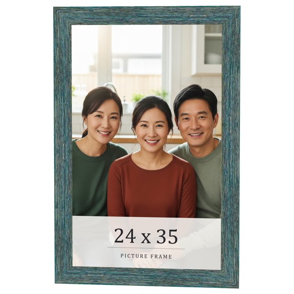 24x35 Frame Blue Rustic Barnwood Solid Wood Picture Frame Width 1.25 Inches | Interior Depth 0.5