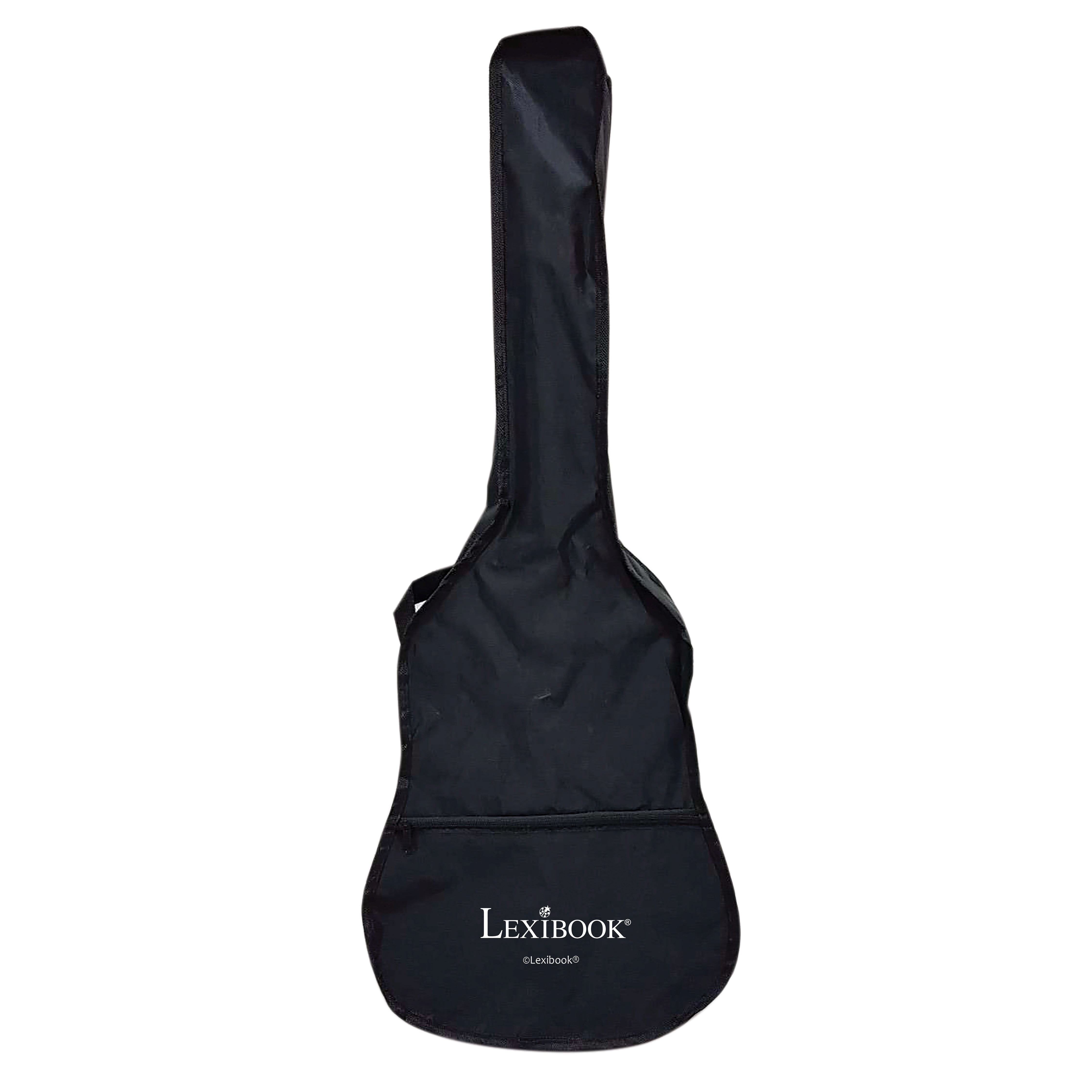 Lexibook Wooden Acoustic Guitar, 36'', 6 Nylon Strings, Carry Bag Included, Wood/Black