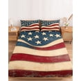 thumbnail image 2 of Twin Sze Fitted Sheet Set - Vintage American Flag 2 Piece Bedding Sets 16" Deep Pocket Fitted Sheet with 1 Pillowcase, Blue Red White Star US Flag Brushed Microfiber Hotel Luxury Bed Sheets, 2 of 9