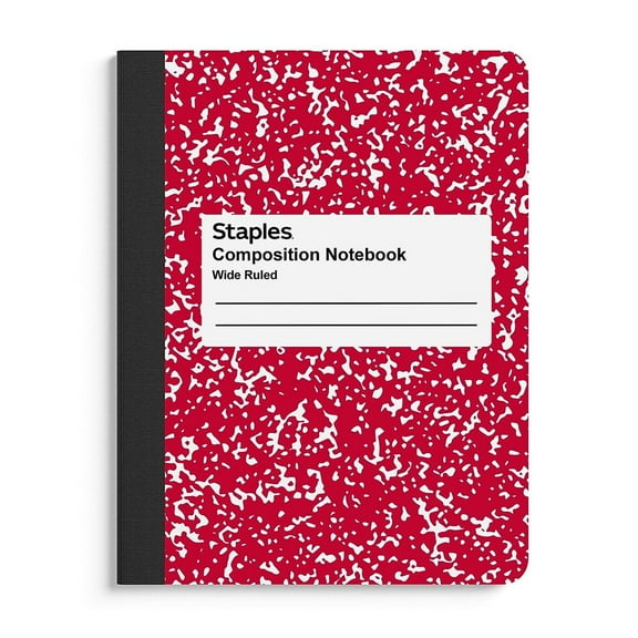 Staples Composition Notebooks 7.5" x 9.75" Wide Ruled 100 Sheets Assorted Colors 4/Pack (ST58368)