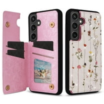 Dteck for Samsung Galaxy S24  Plus Case Wallet with Card Holder, Floral Flower Pattern RFID Blocking PU Leather Kickstand Case for Women Girls, Double Magnetic Clasp Shockproof Cover,Dried Flower