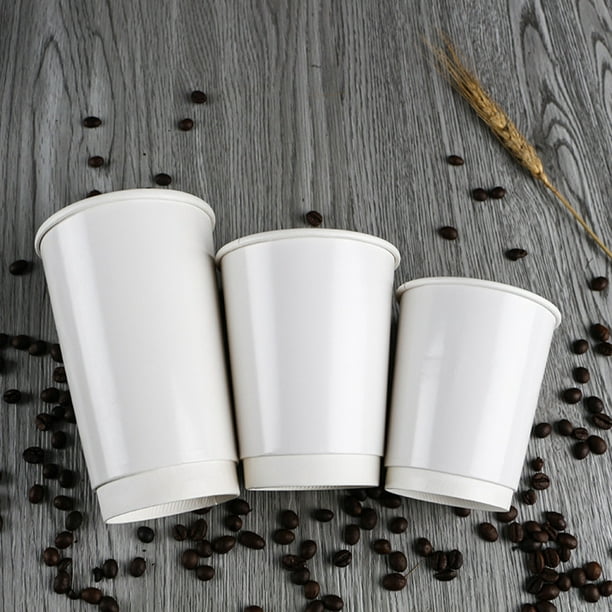 gobelets à café jetables avec couvercles 50pcs Gobelets à café jetables  Isolation Gobelet en papier double couche à emporter avec couvercle (8 oz,  280 ml) 