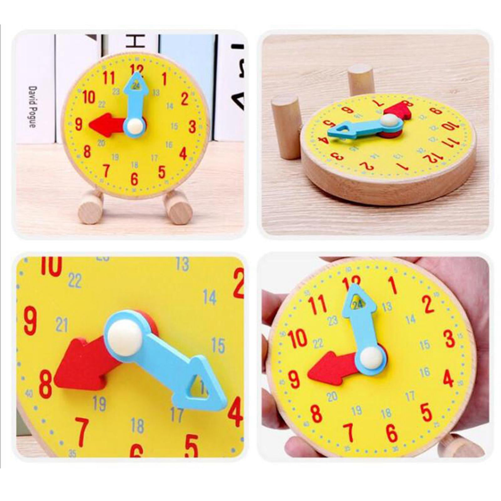 Learn To Tell the Time Preschool Teaching Clock Model Toy Wooden for Kids 