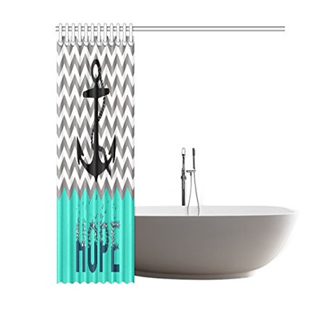 Pop Chevron Pattern With Nautical Anchor Rustic Hope Mood Turquoise Grey White Waterproof Bathroom Shower Curtain Bathroom Decor 60x72 Inch Walmart Canada