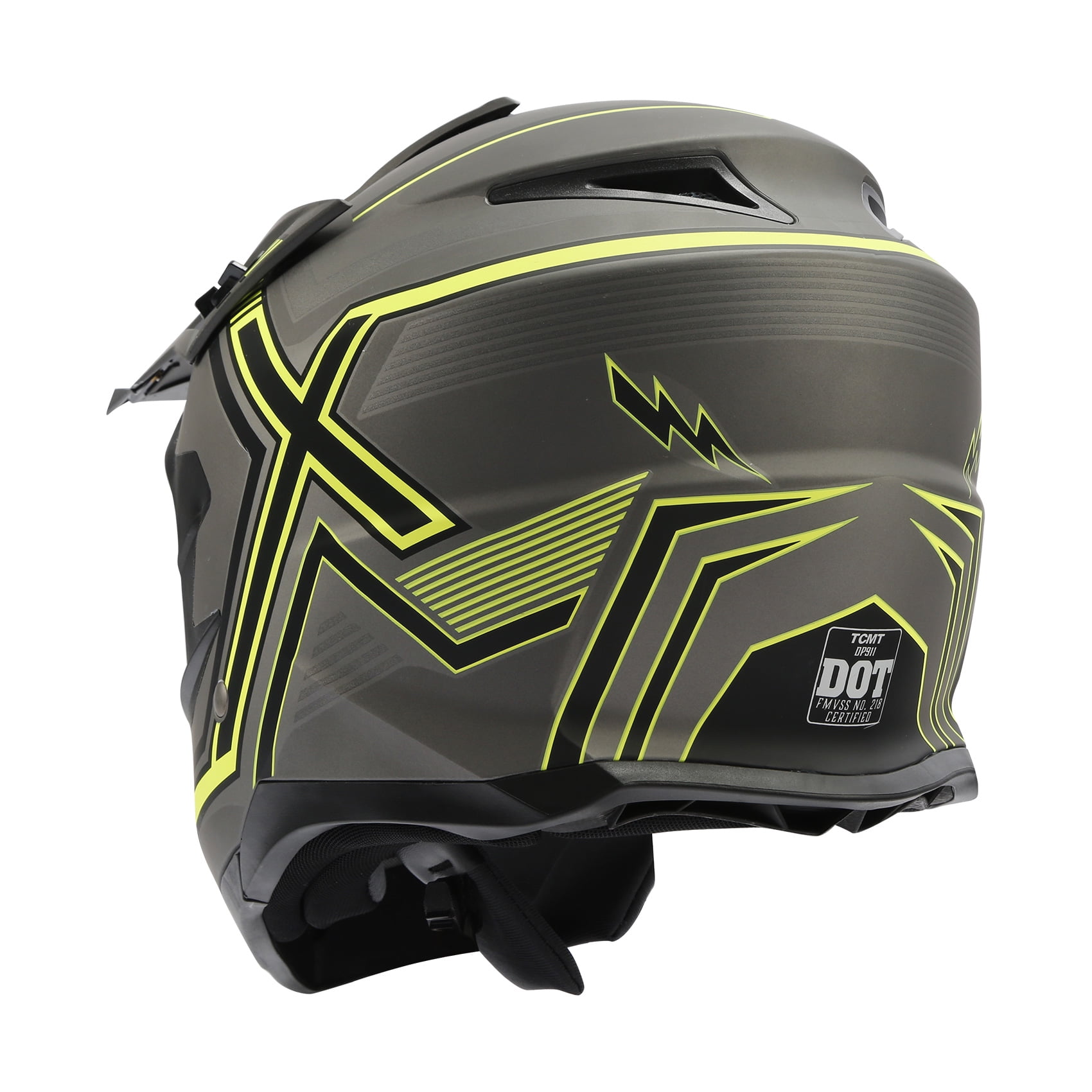 TCMT DOT Dirt Bike Helmet Full Face Adult Motorcross Helmet for Atv Offroad Street Dirt Bike Gray XL Size