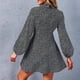 thumbnail image 5 of Vestido Largo Manga Linterna Volante Solapa Botón Color Puro Cómodo Vestido De Moda para Mujer, 5 of 8