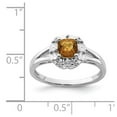 thumbnail image 4 of Sterling Silver Rhodium Whiskey Quartz Diamond Ring, 4 of 6