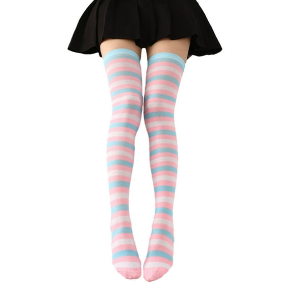 Women's Long Thigh High Socks Striped Stockings Over the Knee Socks
