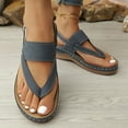 thumbnail image 6 of Sandals for Women 2025 Wedge Open Toe Summer Women's Trendy Solid Color Ankle Strap Women Footwear Comfortable Walking Beach Sandals for Women Navy 6, 6 of 9