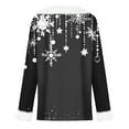 thumbnail image 5 of Qwertyu Merry Christmas Tops for Women Faux Fur Trim V Neck Blouse Graphic Xmas Long Sleeve Fashion Winter Clothing Black 3XL, 5 of 6