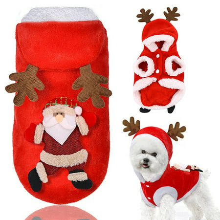 Pet Reindeer Coat Christmas Elk Costume Dog Clothes Winter Puppy Holiday Apparel Outfit Dog Party Dress Up