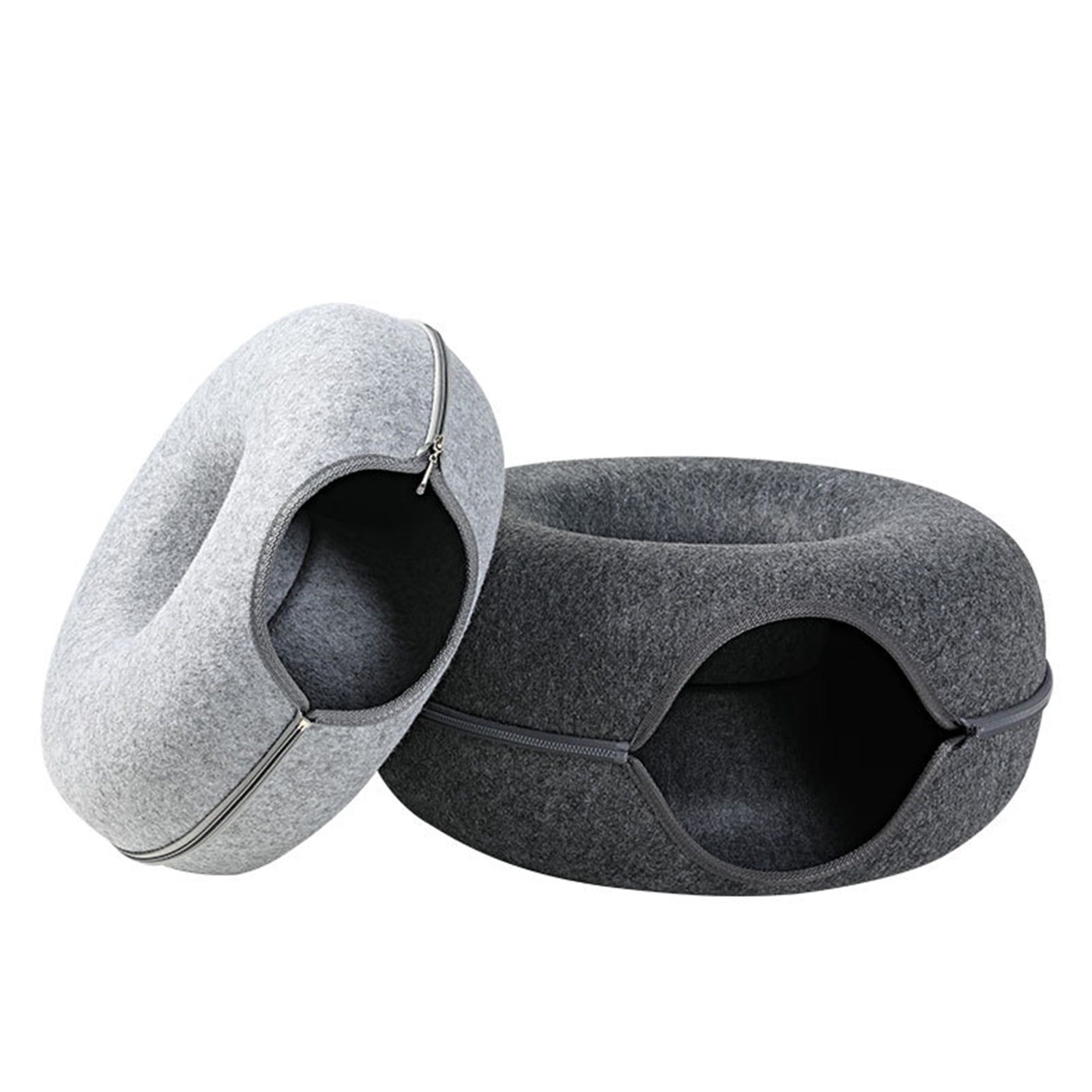 Acahhotxx Tunnel Bed, Cat Tunnel Bed with for Hole 9.8in Diameter Felt Tube Playing Center Toy for Small Kitten - Light Gray