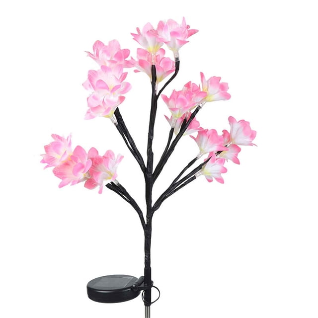 Lámpara solar de jardín con forma de flor de camelia, luz LED cálida para decoración de patio | Ramas ajustables con encendido automático al anochecer y apagado al amanecer