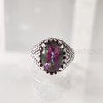 thumbnail image 3 of Mystic Topaz Mans Ring, Natural Mystic Topaz, November Birthstone Topaz, Silver Jewelry, 925 Silver Ring, Birthday Gift, Heavy Mens Ring, Arabic Oxidized Mans Ring, Christmas, Mens Signet Ring, 3 of 7
