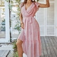 thumbnail image 5 of Women Summer Floral Casual Wrap V Neck Sleeveless Belt Midi Dress, 5 of 7