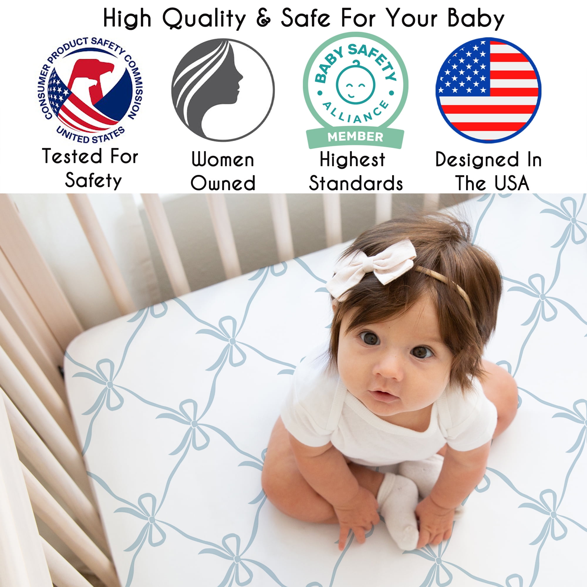 Sweet Jojo Designs Ballerina and Ballet Bows Blue Girl Fitted Crib Sheet