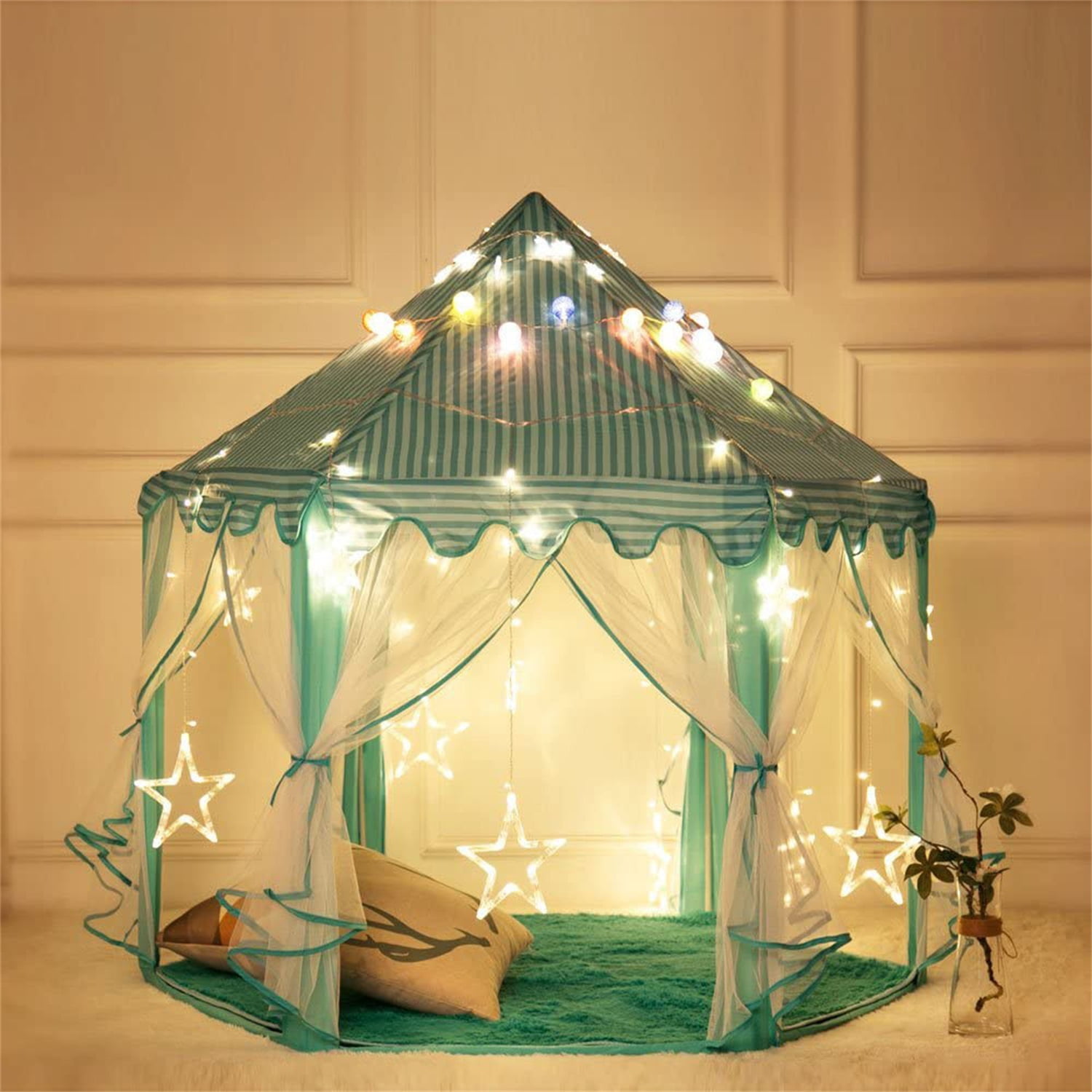 Kids Play Tents for Girls, Princess Castle Toy Tent, Toddler Children Play House, Hexagon 55''x53'' Kids Play Tents for Girls, Princess Castle Toy Tent, Toddler Children Play House, Hexagon 55''x53''