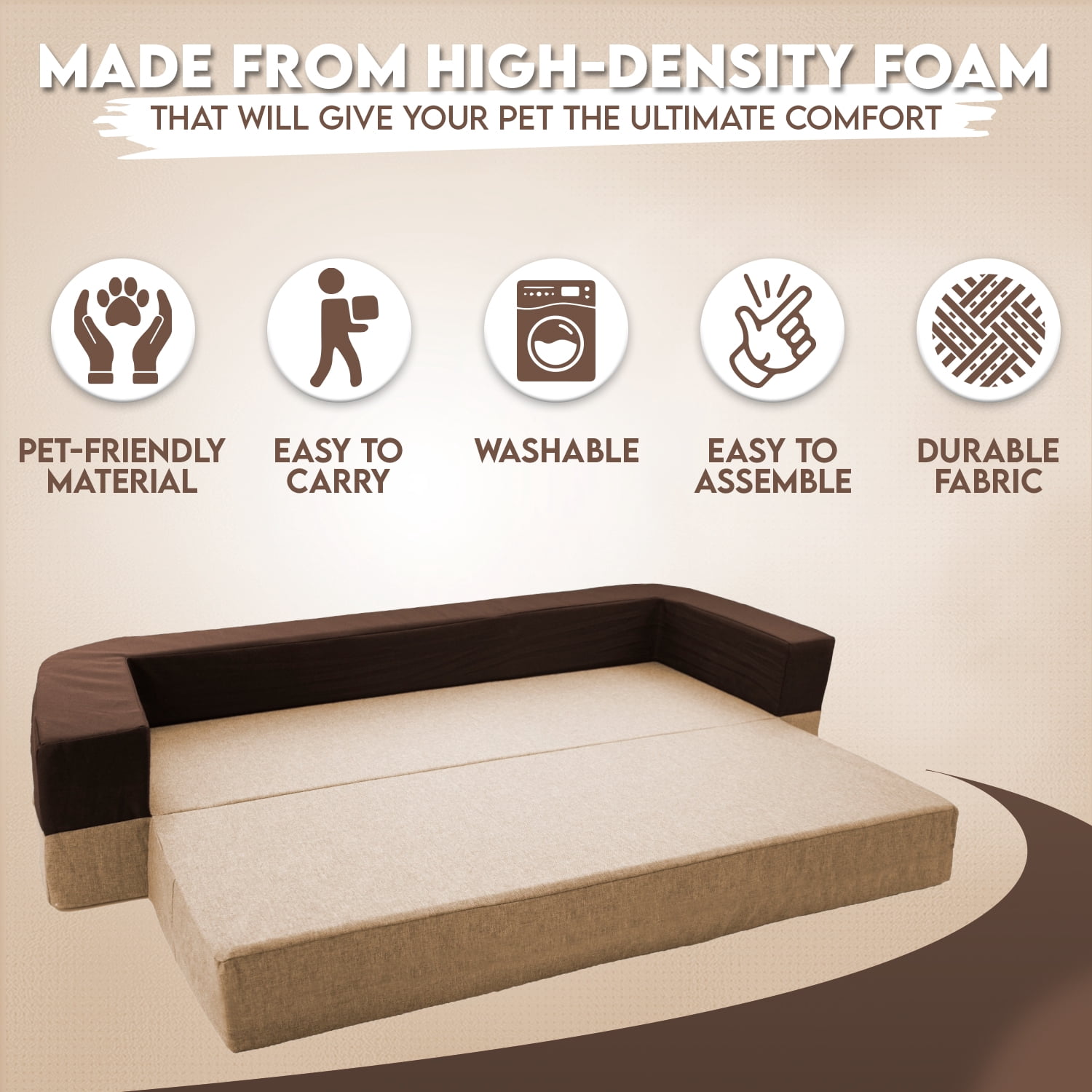Precious Tails Orthopedic Foam Velvet Convertible Sofa Pet Mat