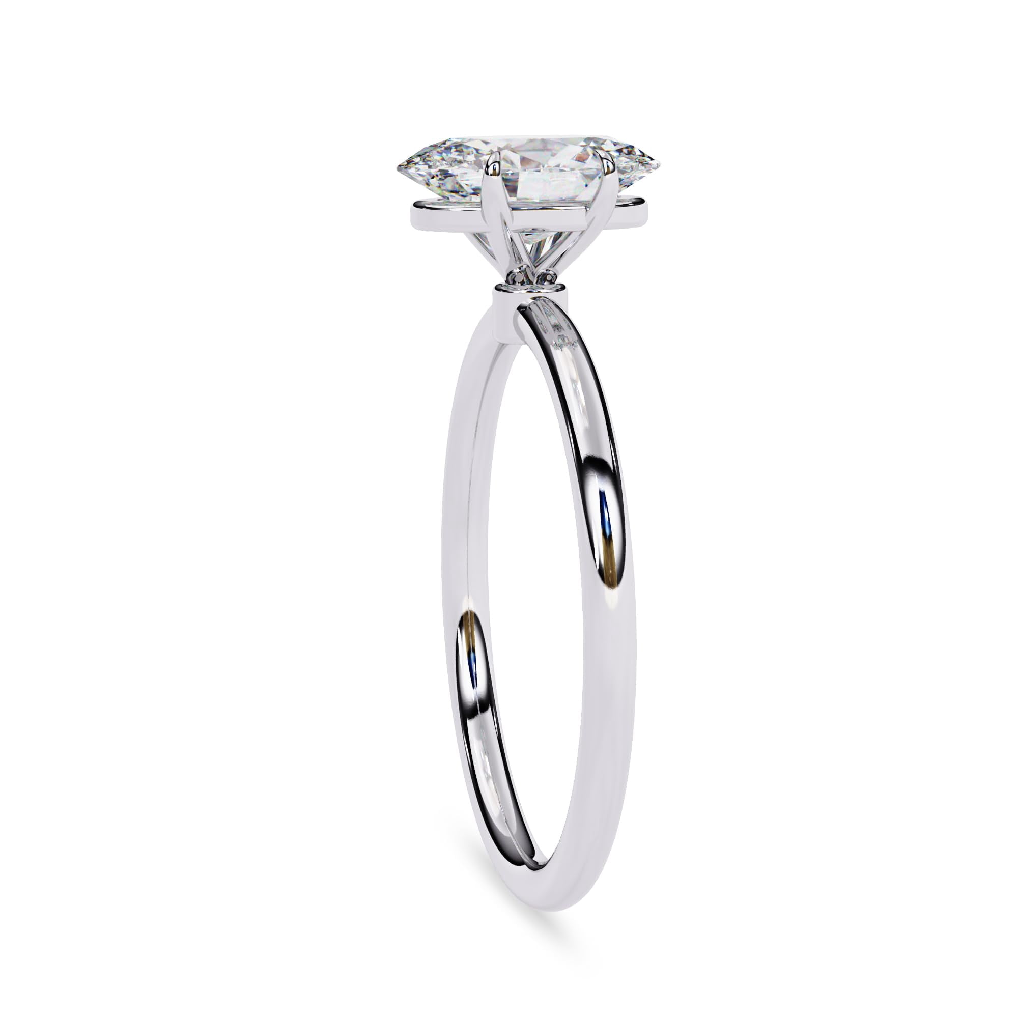 AFFY Solitaire Engagement Rings For Women, Center 9x6mm Oval Cut Lab Created Moissanite Wedding Anniversary Ring in 14K Solid White Gold Size-8.5