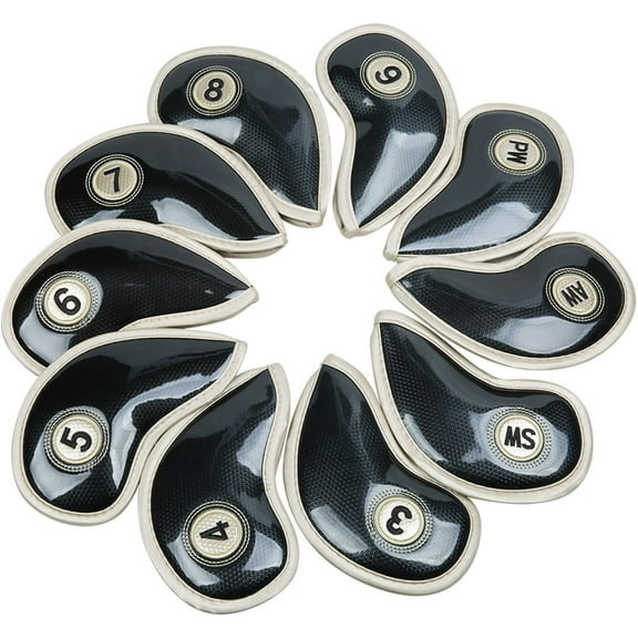10pcs Crystal Pu Leather Golf Iron Head Covers Set Iron Club Headcover
