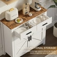 thumbnail image 3 of Kitchen Sideboard Buffet Cabinet, Wooden Buffet Cabinet Credenza Coffee Bar with 2 Drawers & 2 Doors, White Wood Sideboard for Living Room, Entryway, Corridor, JA3981, 3 of 6