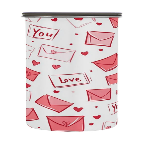 Wobogo Valentine's Day Envelope Food Storage Jars 304 Food Grade Stainless Steel Canisters With Vacuum Airtight Lids for Coffee Snacks Nuts Cereal 900ML