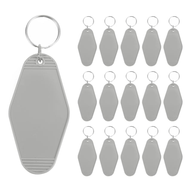 Unique Bargains Vintage Motel Keychain Blank Hotel Keychains Rhombus Retro Key Tag, Gray, 16 Pack