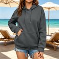 thumbnail image 6 of Womens Oversized Pullover Hoodies Long Sleeve Hooded Sweatshirts with Pocket Warm Trendy Casual Going‑Out Tops for Fall Winter Daily Outfits,XL,Dark Gray, 6 of 7